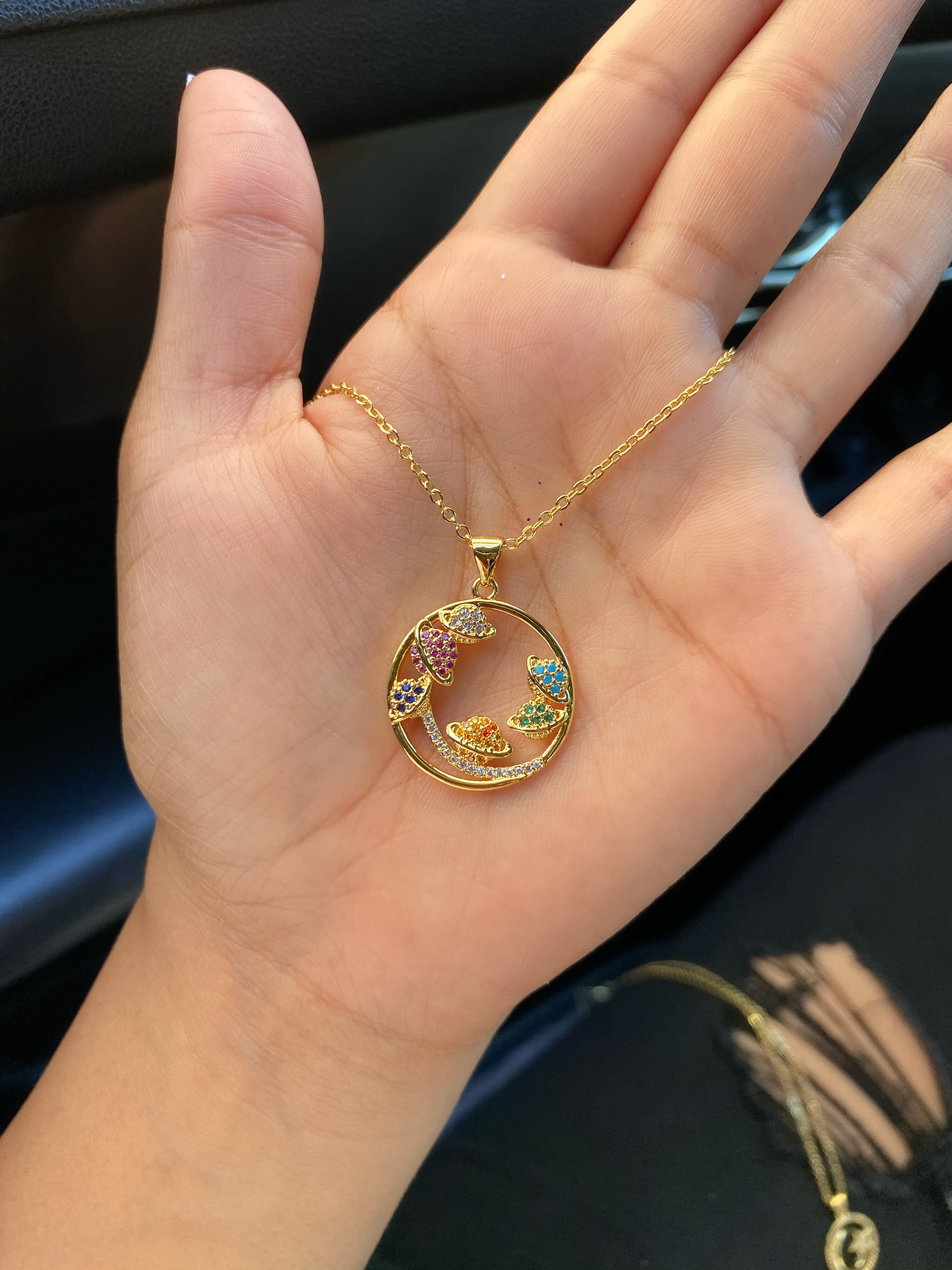 Heart planets  necklace