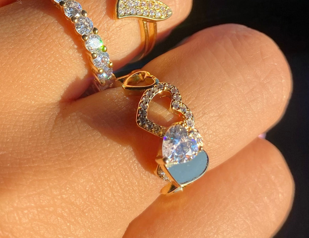 Heart charm ring